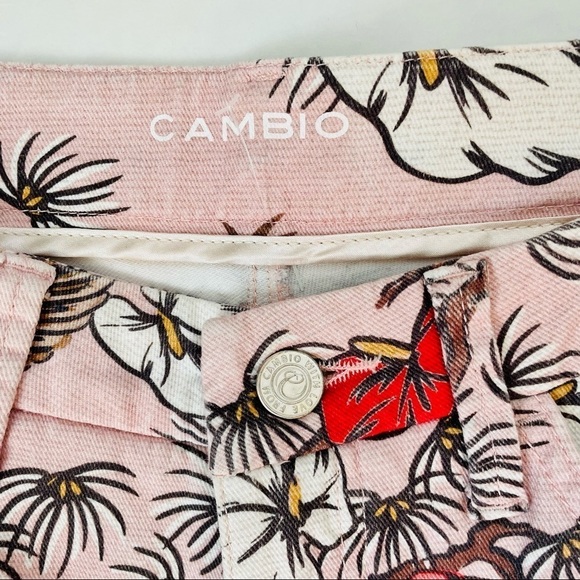 CAMBIO Lillian Cropped Blush Pink Floral Fauna Print Jeans 12 - Picture 4 of 11
